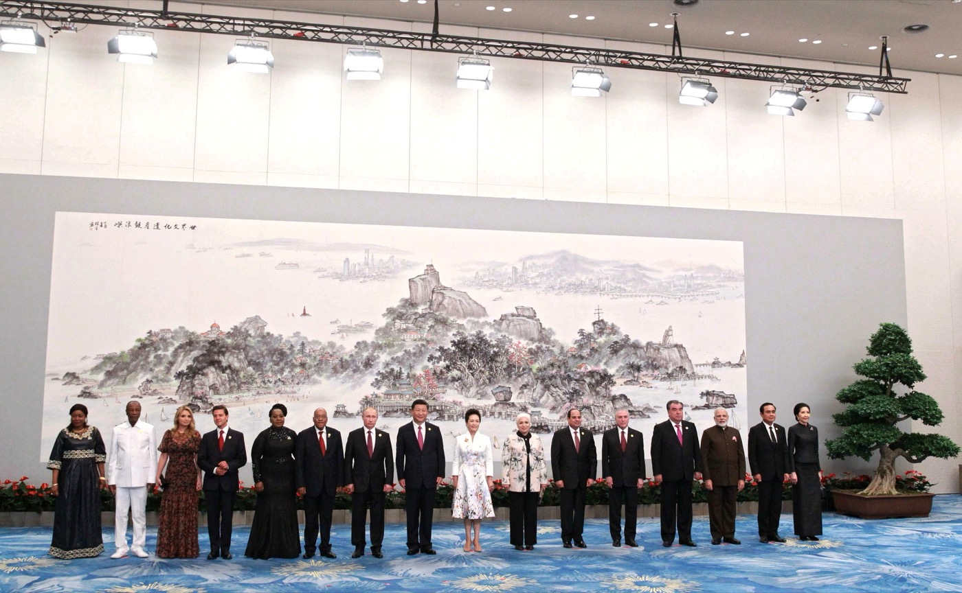 Leaders at a BRICS summit