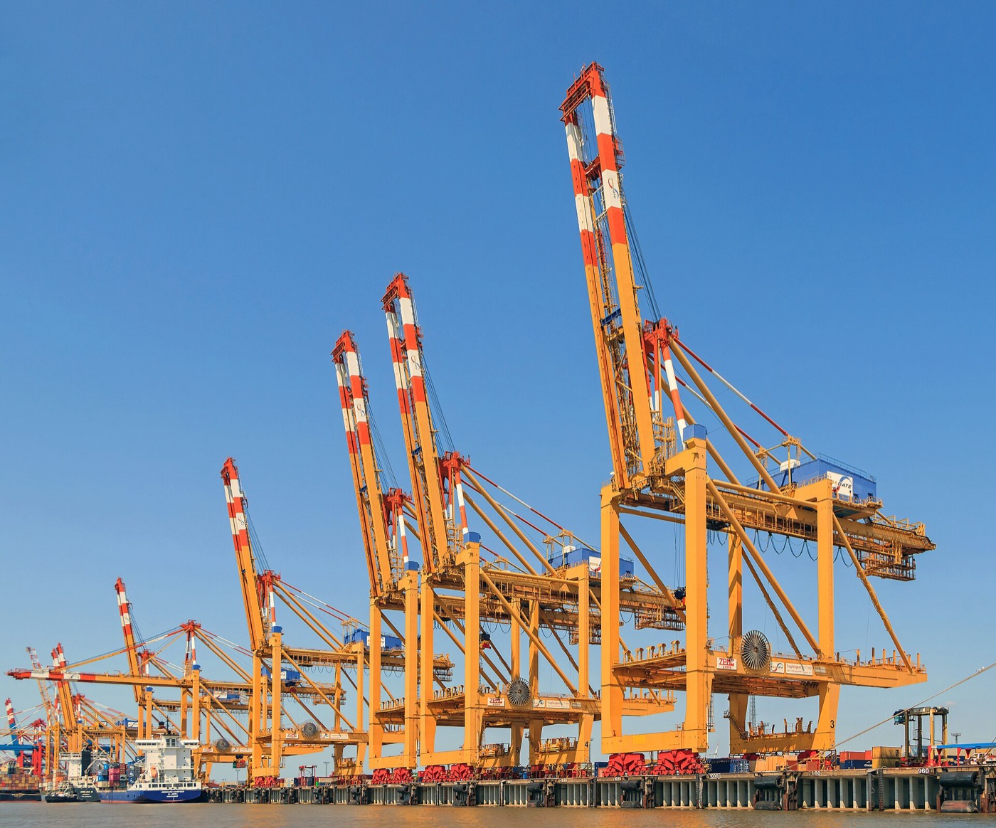 Container cranes at a shipping terminal