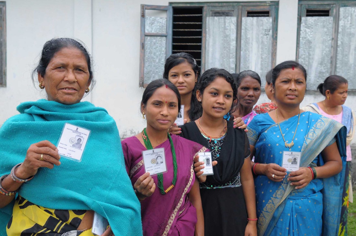 Women voters at a polling station in India